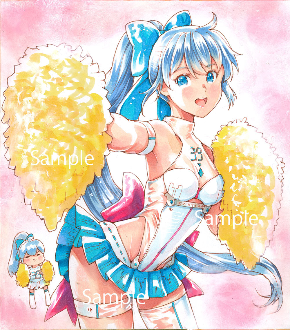 ☆同人手描きイラスト 色紙 原画 ボーカロイド 雪ミク「チアガール