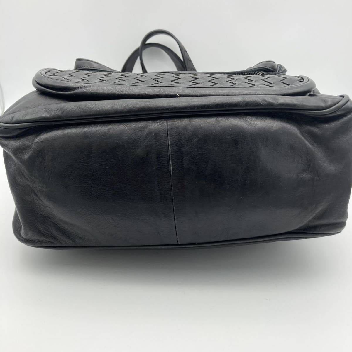 1円～ 『極美品・希少』 BOTTEGA VENETA ボッテガヴェネタ トートバッグ ショルダー イントレチャート レザー ブラック 黒 メンズ 定価26万