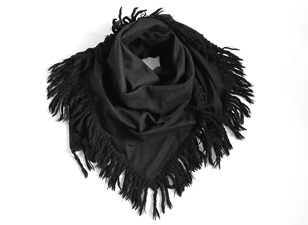 NUMBER (N)INE ◇ フリンジ ストール 黒 マフラー 三角形 大判