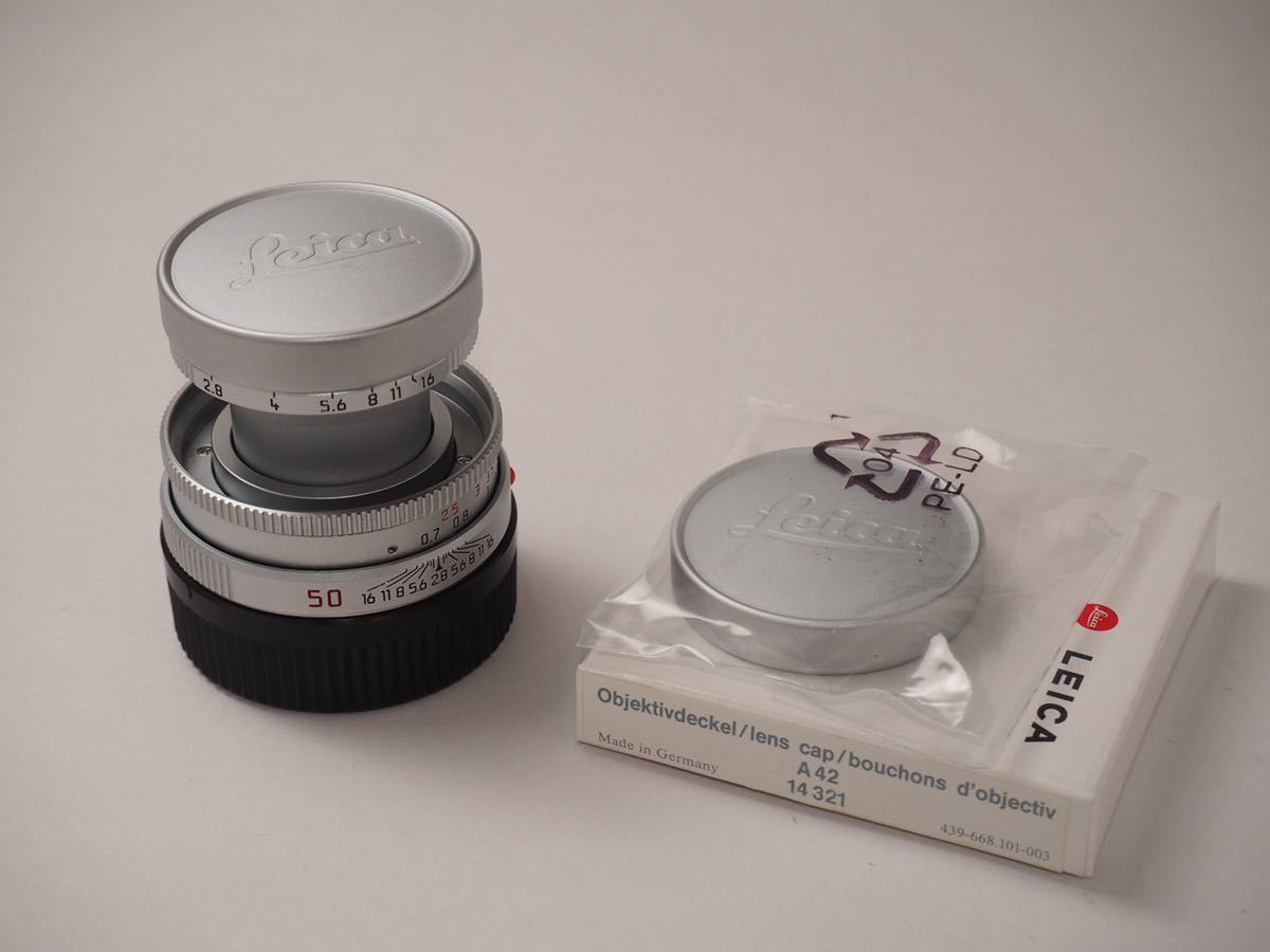 □ ライカLeica Elmar-M 50mm F2.8 中古美品、予備レンズキャップ 