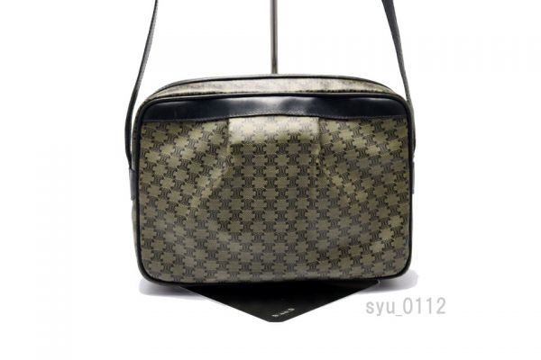 希少美中古■CELINE マカダム PVC×レザー ショルダーバッグ セリーヌ■0119qq0207748 ショルダーバッグ セリーヌ マカダム セリーヌ■1223az21484 激安 セリーヌ■0119nb27613