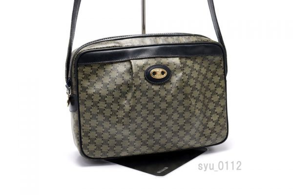 希少美中古■CELINE マカダム PVC×レザー ショルダーバッグ セリーヌ■0119qq0207748 ショルダーバッグ セリーヌ マカダム セリーヌ■1223az21484 激安 セリーヌ■0119nb27613