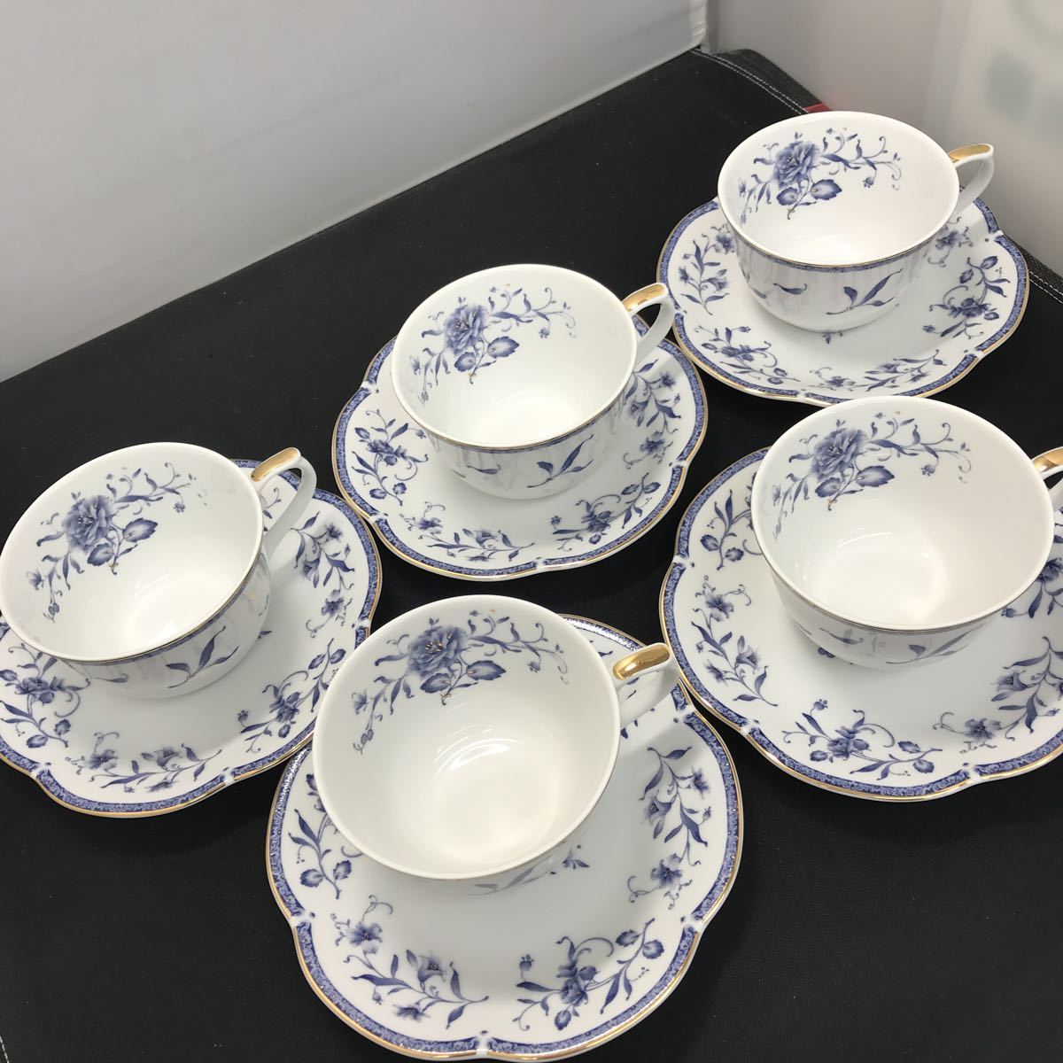 サ) 【未使用品】 NARUMI ぺレーネブルー カップ&ソーサー 5客 管理O ナルミ コーヒーカップ 