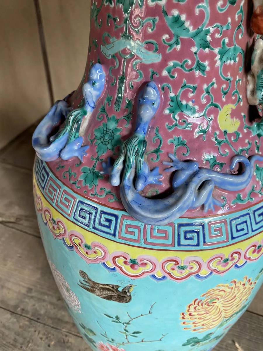 中国 中国景徳鎮製 粉彩漢詩花鳥文瓶 時代箱 M R6295 中国 中国景徳鎮製 粉彩漢詩花鳥文瓶 時代箱 M R6295