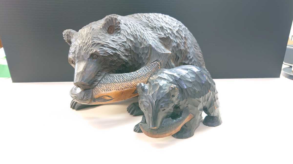 北海道 民芸品 郷土玩具 木彫りの熊 繁峰作 含む 熊 鮭 木彫り 昭和 