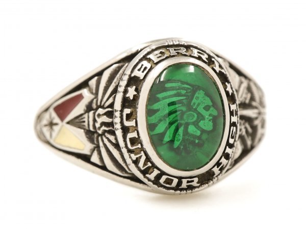 KEYSTONE ビンテージ カレッジリング インディアンヘッド チーフ 緑石  