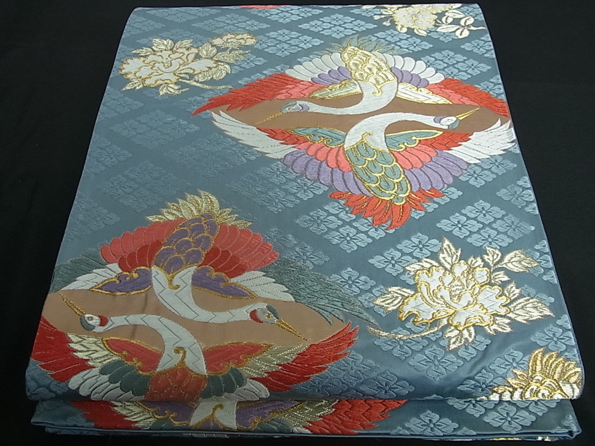 唐織 逸品 金糸 平和屋着物◎六通柄袋帯 正絹 花美人着物□六通柄袋帯