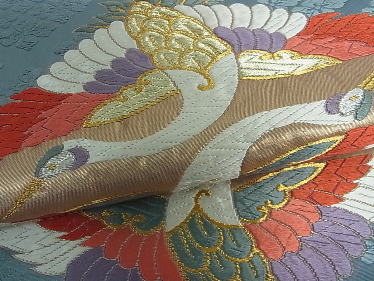 唐織 逸品 金糸 平和屋着物◎六通柄袋帯 正絹 花美人着物□六通柄袋帯
