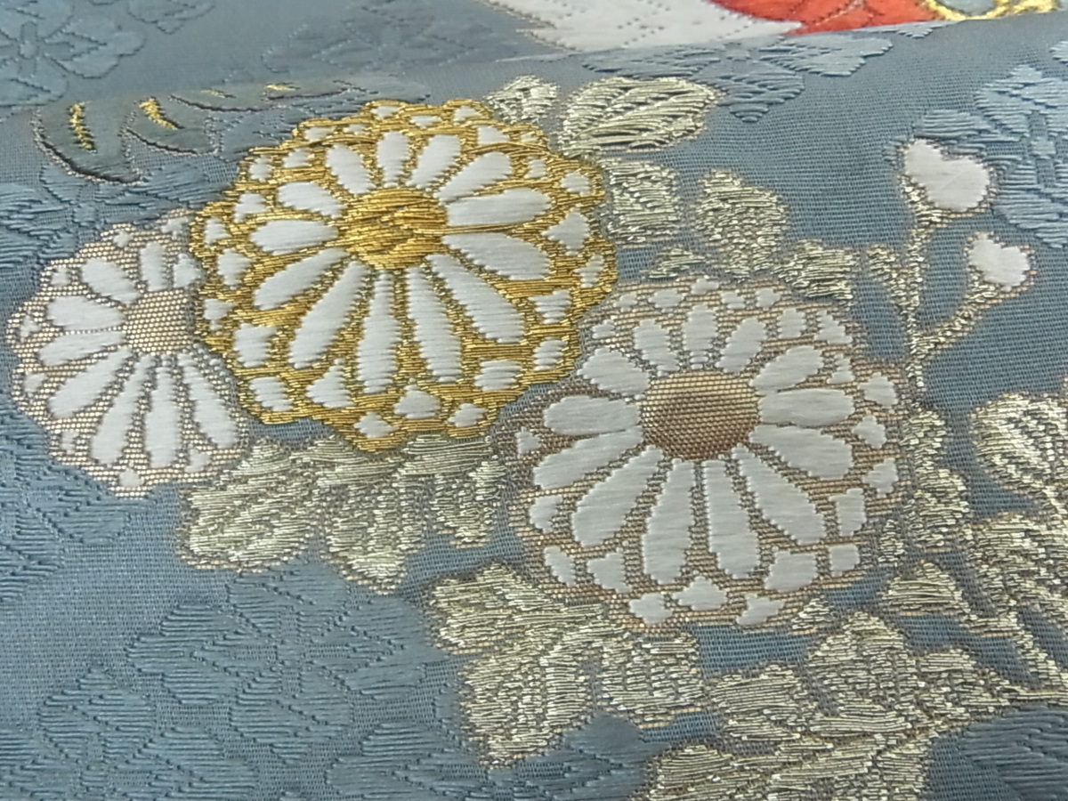 唐織 逸品 金糸 平和屋着物◎六通柄袋帯 正絹 花美人着物□六通柄袋帯