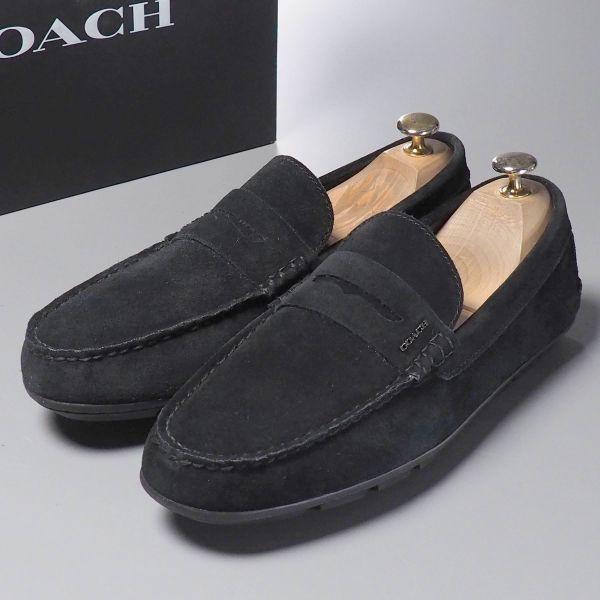 新品未使用】COACH 黒 スエード ローファー （GJ8456//未使用*コーチ 