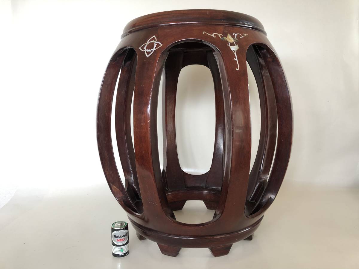 新作登場，100%新品 □木製 螺鈿細工 花鳥図 花台 香炉台 盆栽台 高台
