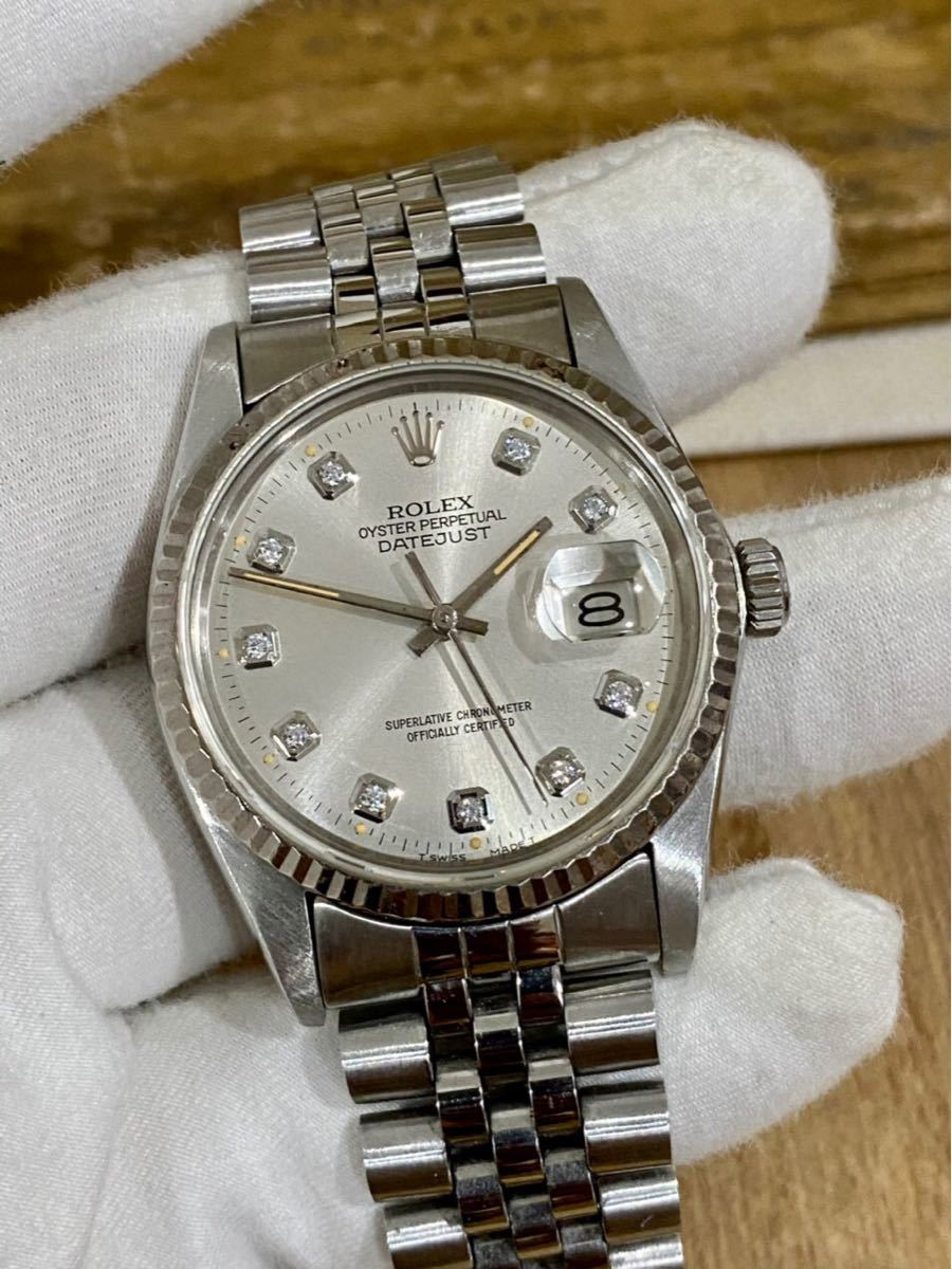 1円～ メンズ腕時計 ROLEX DATEJUST 10P ダイヤモンドロレックス ref 