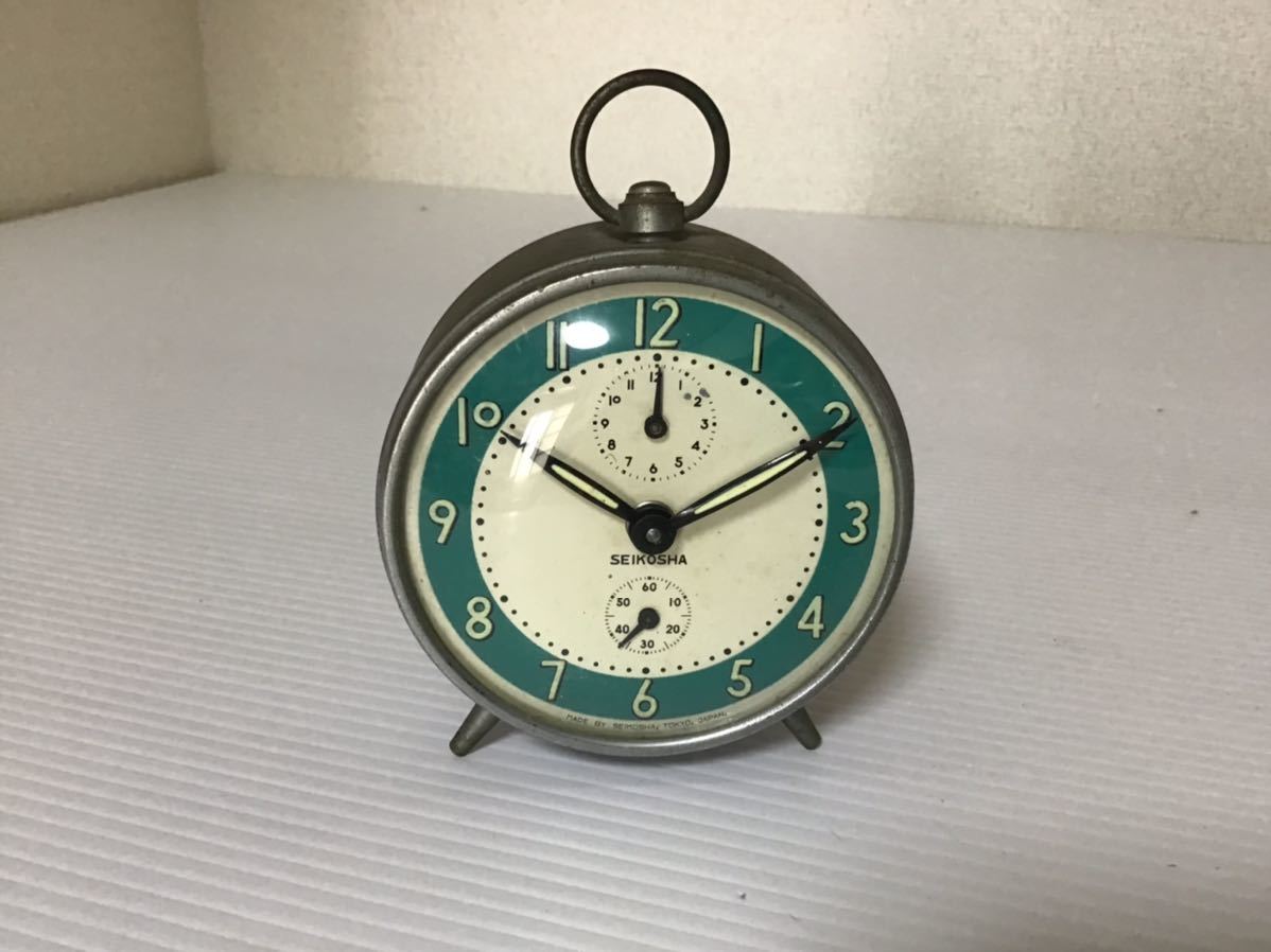ウランガラス 精工舎 目覚まし時計 置時計 SEIKOSHA 和ガラス レトロ