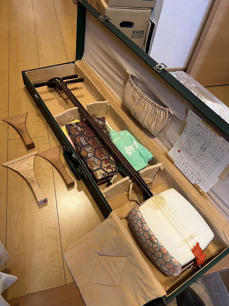 最新作，得価】 三味線 中原 菊岡 特選 紅木 民謡 ケース付き 撥付き