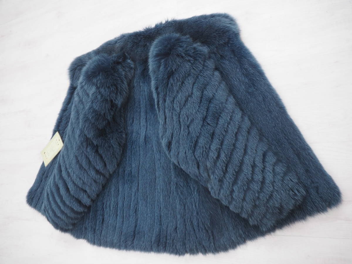 GRACE FURブルーフォックス毛皮ハーフコート着丈70cm サイズ11号