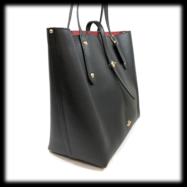 ほぼ コーチ COACH ペブルレザー マーケット トートバック ブラック