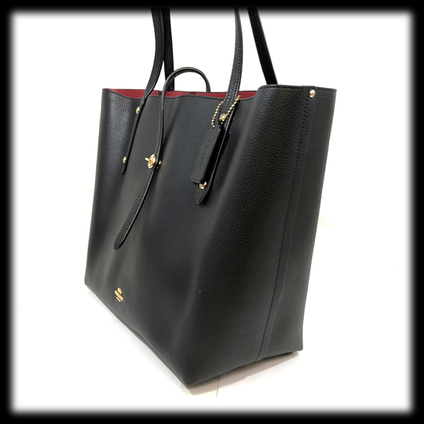 ほぼ コーチ COACH ペブルレザー マーケット トートバック ブラック