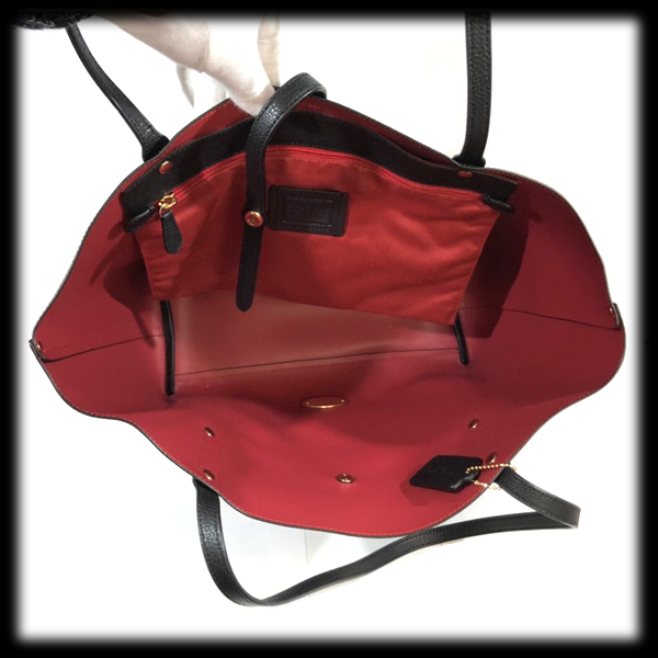 ほぼ コーチ COACH ペブルレザー マーケット トートバック ブラック