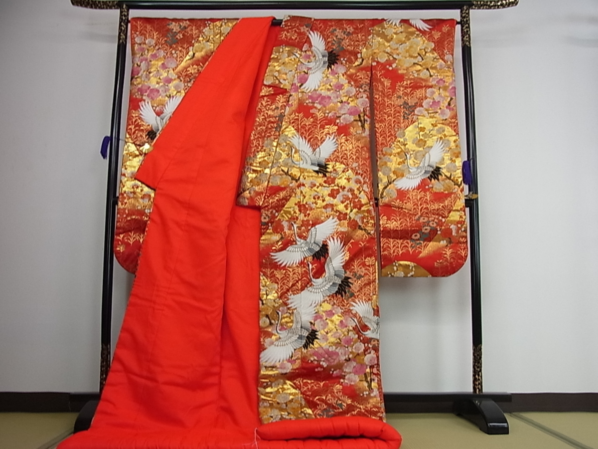 花美人着物□豪華色打掛 刺繍 飛鶴枝梅文 金銀糸 逸品
