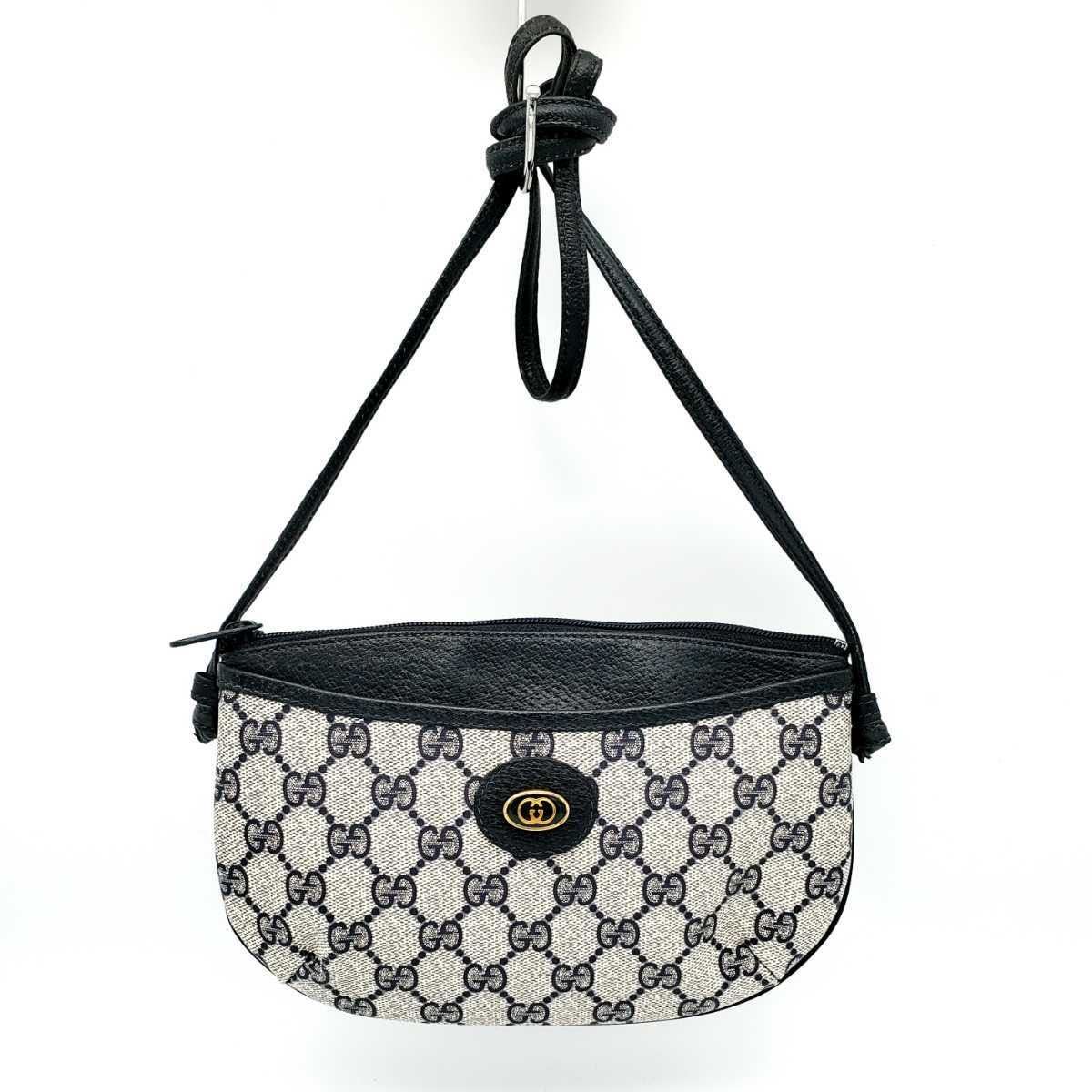 美品 GUCCI オールドグッチ ポシェット ショルダー バッグ GG PVC 