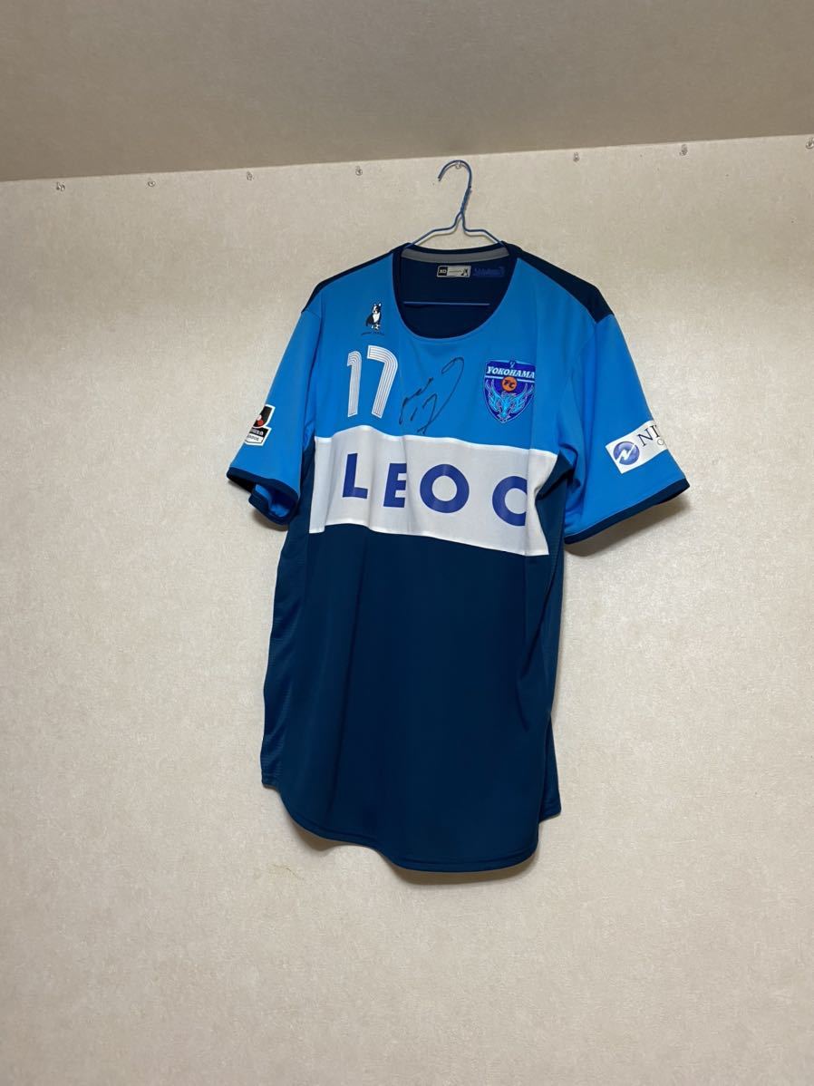 2015 安英学 横浜FC 直筆サイン入り ホーム 半袖 ユニフォーム 正規品 