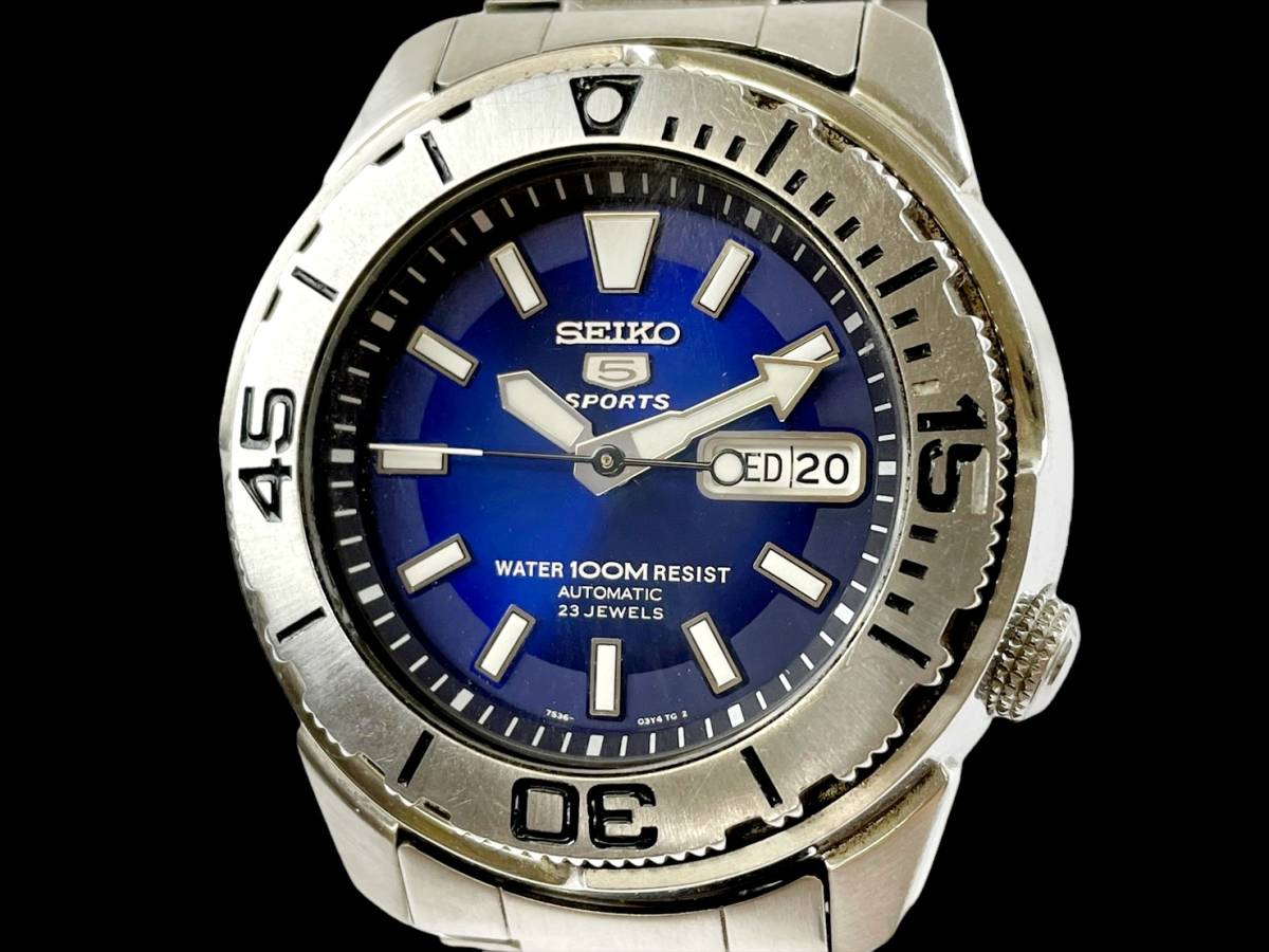 T2☆稼働☆ SEIKO/セイコー 5 SPORTS スポーツ 100M 23石 裏スケ 