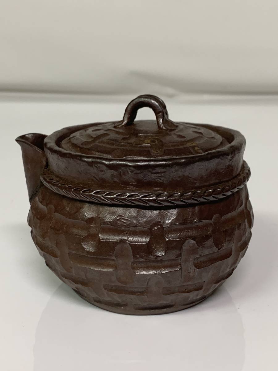 騰立】中国美術.風景漢詩文彫 瓜瓣形 白泥 茶碗.煎茶道具