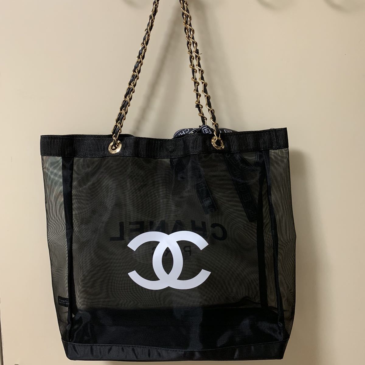 シャネル ノベルティ メッシュトートバッグ リボン付き 大きめ CHANEL 