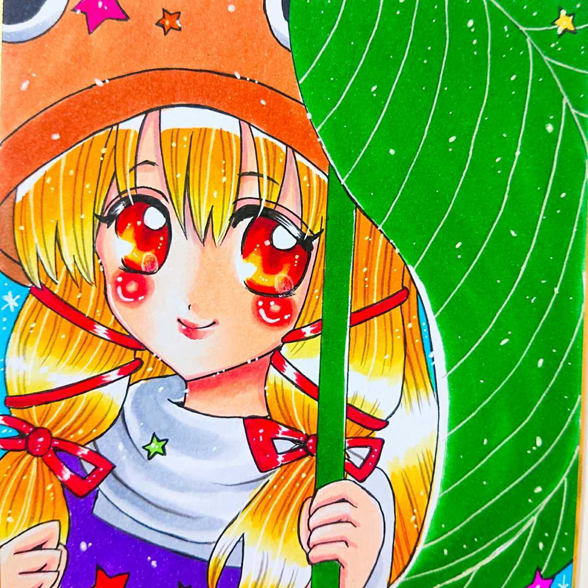 東方】小色紙イラスト【洩矢諏訪子】 配送 手描きイラスト 手描き