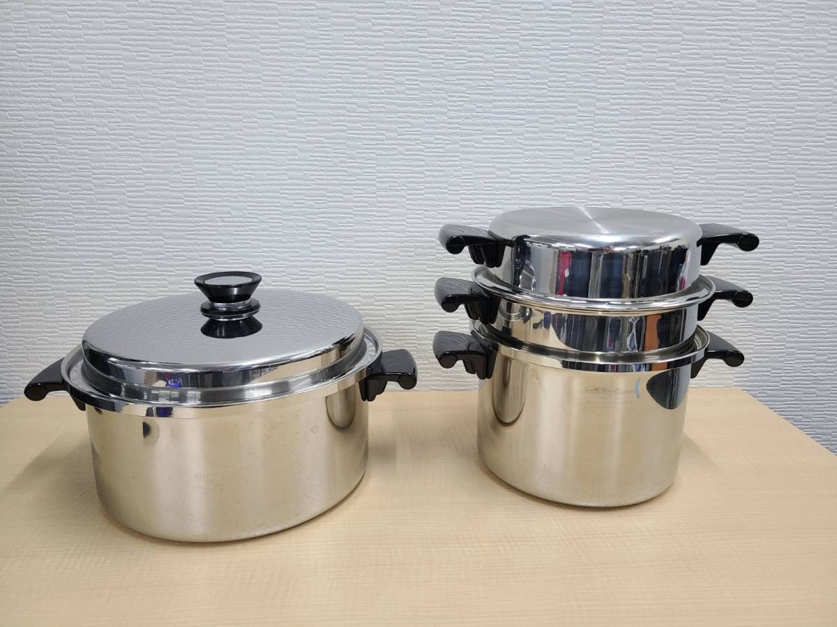 【安い，正規品】 Amway Queen/アムウェイ クイーン 両手鍋 蒸し器セット MALTI-PLY 18/8 STAINLESS STEEL MADE IN USA(両手鍋)｜売買されたオークション情報、yahooの商品情報をアーカイブ公開 - オークファン 両手鍋