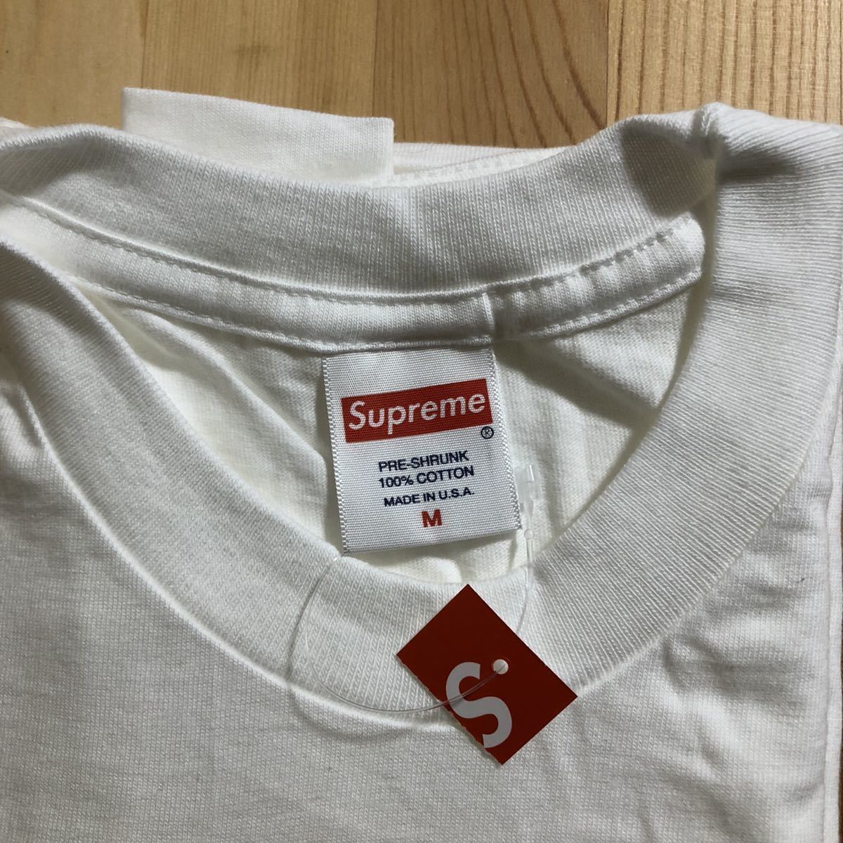M Supreme 22SS Classic Logo Tee White Bling Box Logo Fat Tip 