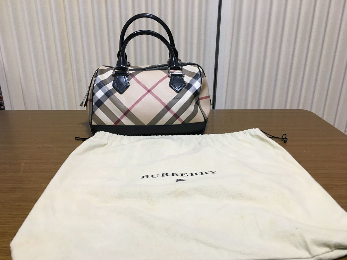 正規品，お得 BURBERRY LONDON バーバリーロンドン ミニボストン ハンドバッグ ノバチェック ナイロンキャンバス レザー(ボストンバッグ)｜売買されたオークション情報、yahooの商品情報をアーカイブ公開 - オ かばん、バッグ