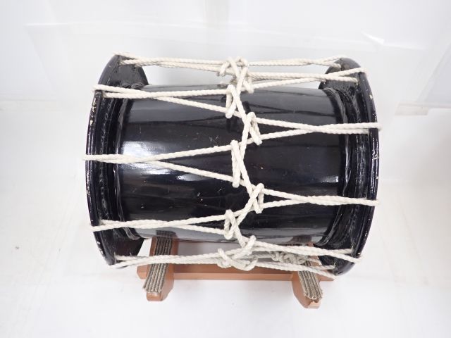 メーカー不明 和太鼓 締太鼓 直径43cm スタンド/バチ付 ∴ 64970-7
