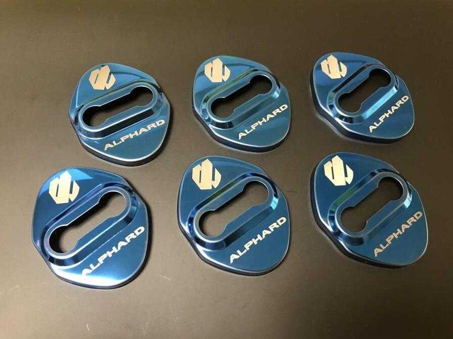 送料無料！トヨタ ALPHARDアルファドアロックカバー ドア ストライカー カバー30系 前期 後期★6PCS 1台分★ステンレス製 ブルーメタリック