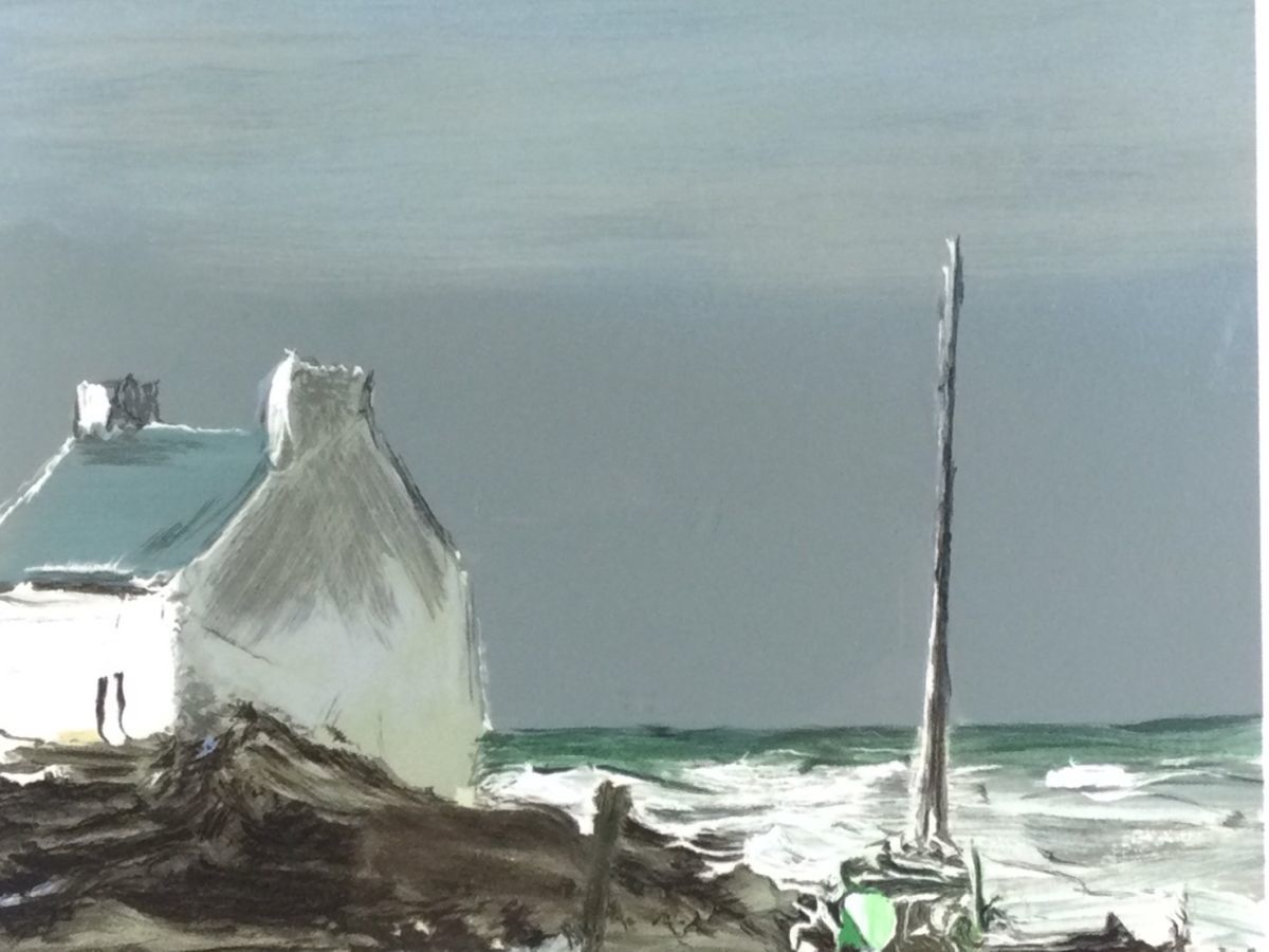真作保証□リトグラフ□ジョルジュ・ラポルト□海風景□額付絵画□a(石