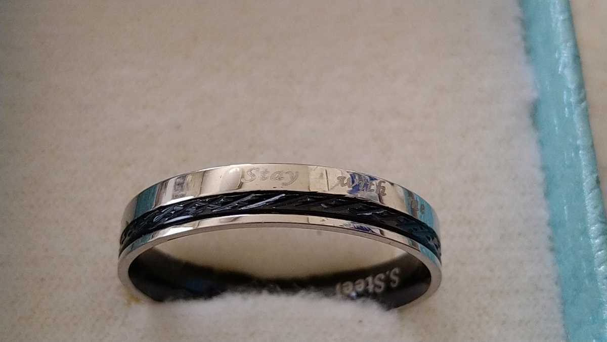 □シルバーカラー×黒ライン・リング□指輪□S.Steel刻印Sty with me 