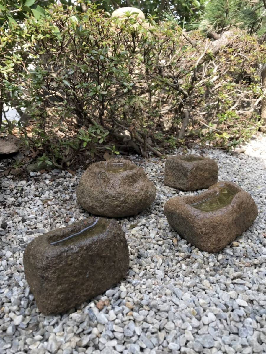 古民具建築雑貨茶庭オブジェ庭園工具【天然石・寄せ植え鉢・山野草石鉢