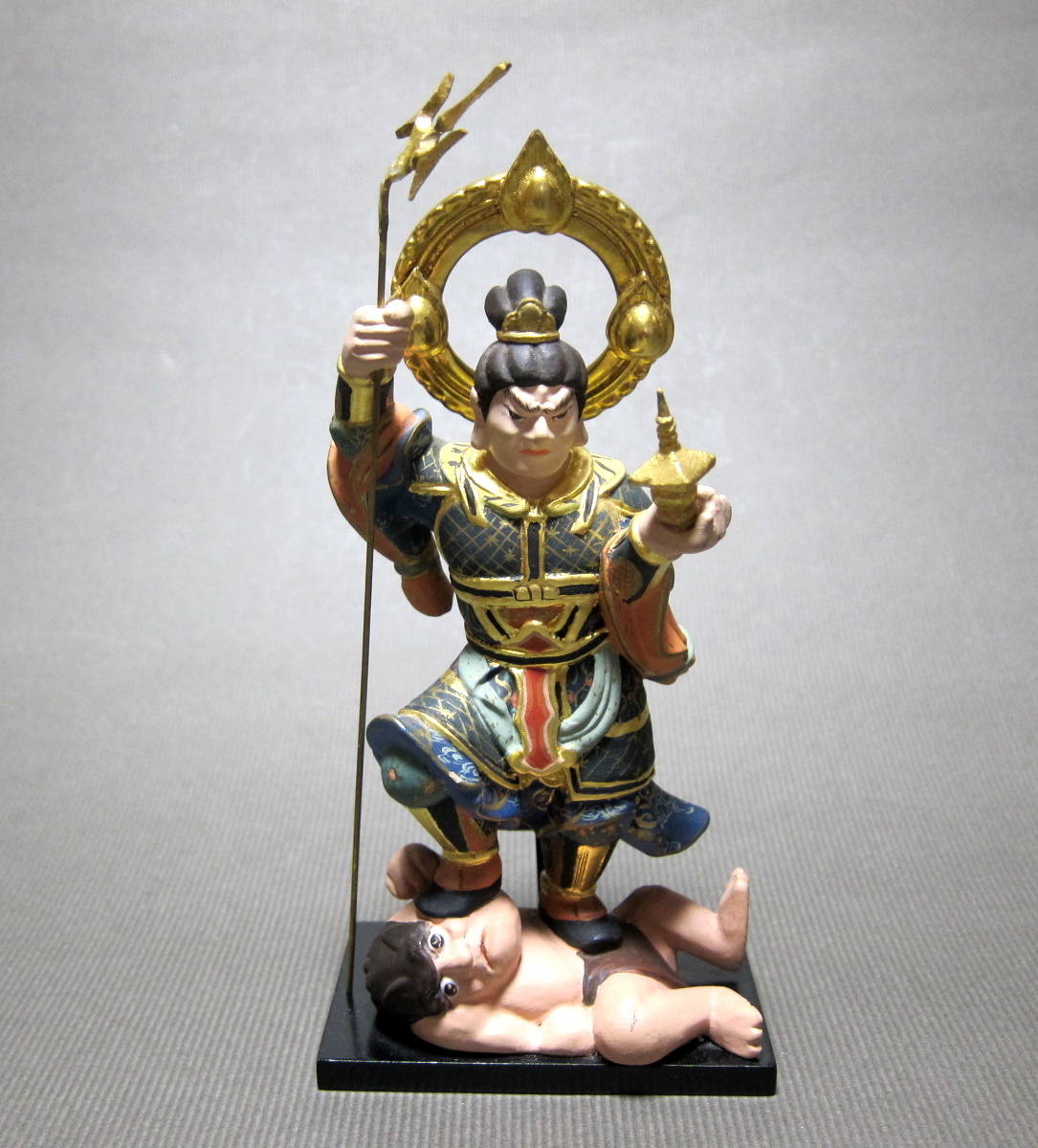 仏像 木製 彩色 四天王 多聞天像 宝塔 北の守り神 毘沙門天 弘法大師  