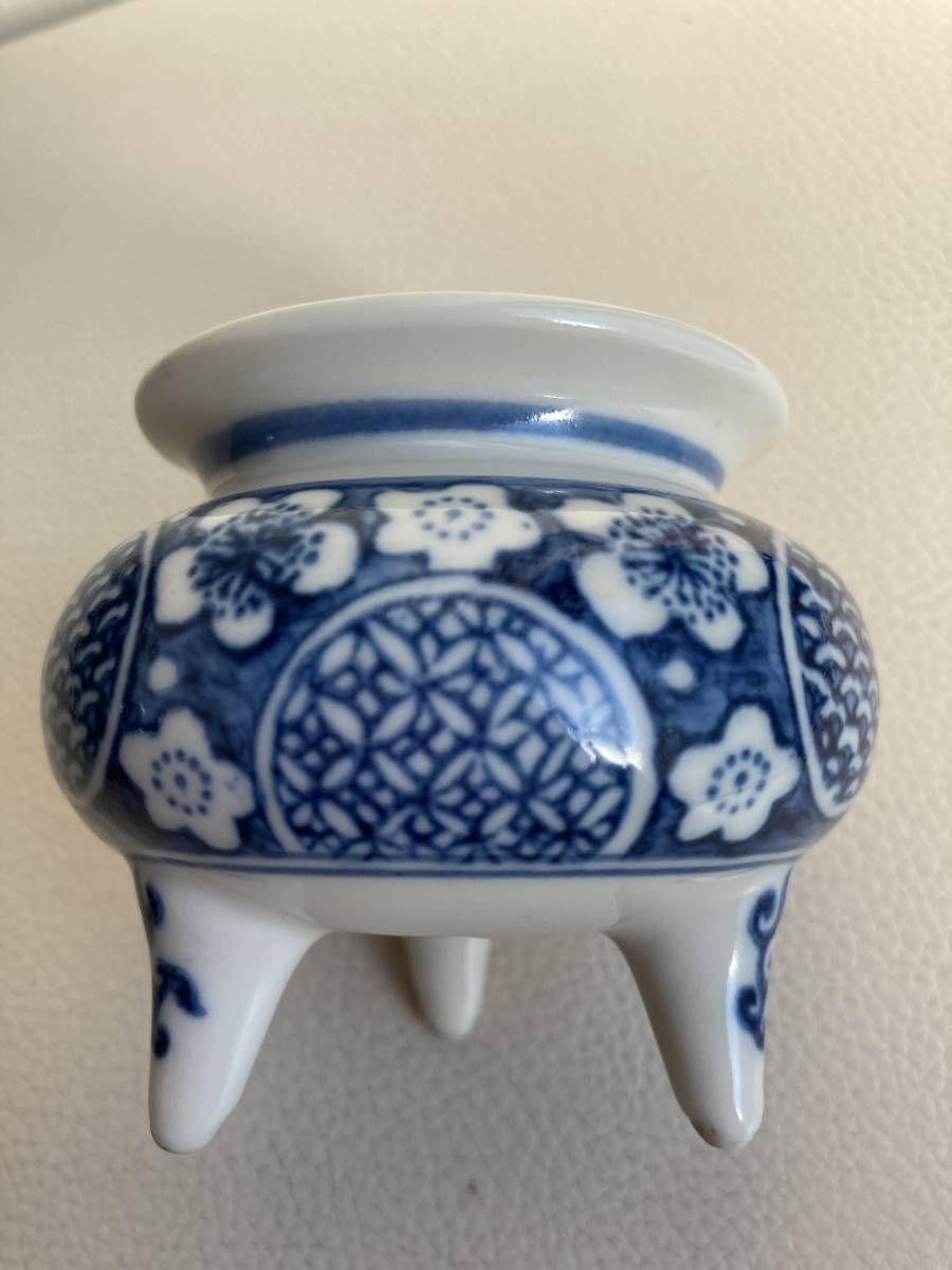 九谷 三足丸紋獅子香炉 角福 九谷焼 香炉 角福 香道具 色絵 九谷焼 三