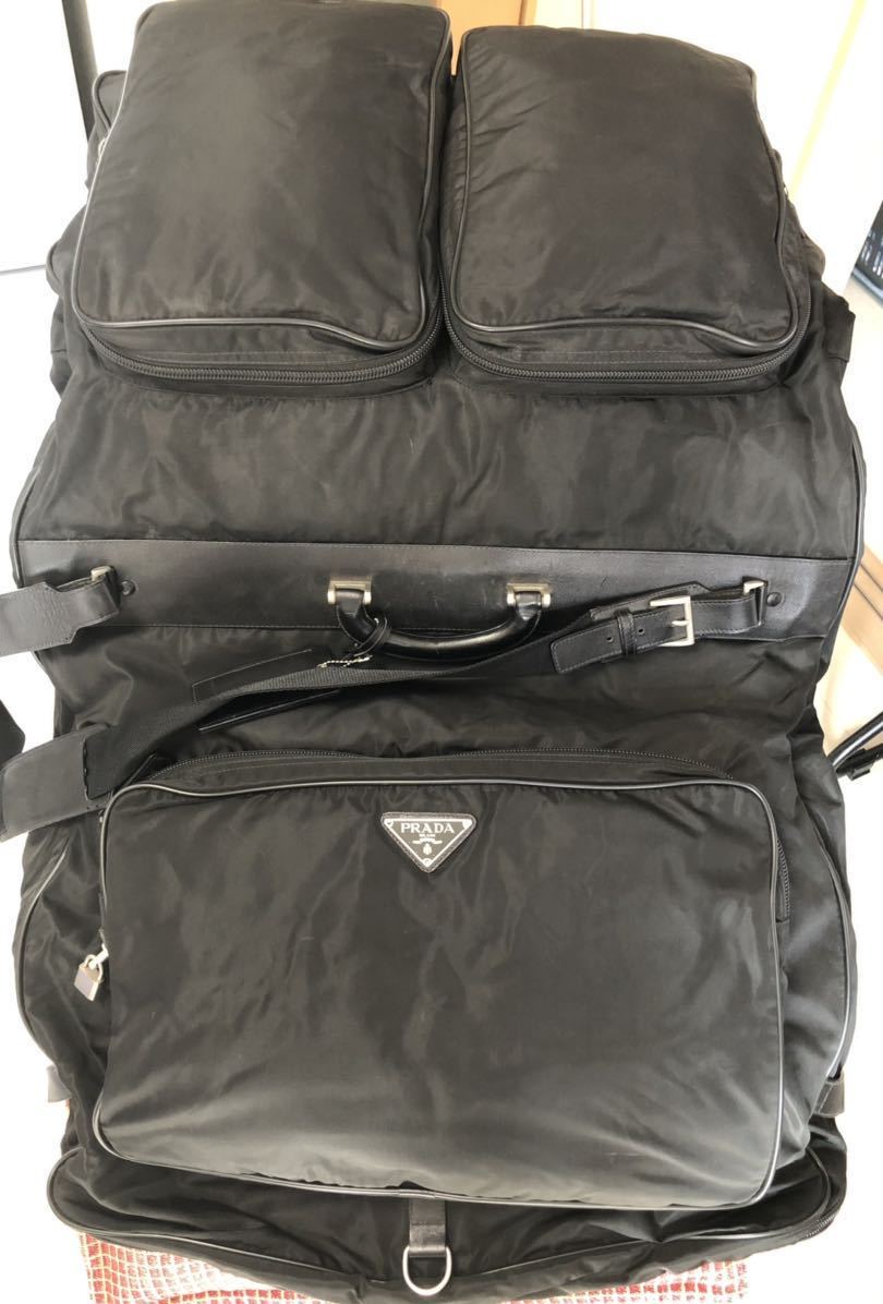 【美品】格安スタート 定価88，000円 PRADA プラダ ガーメントケース 黒 衣装バッグ スーツバッグ 