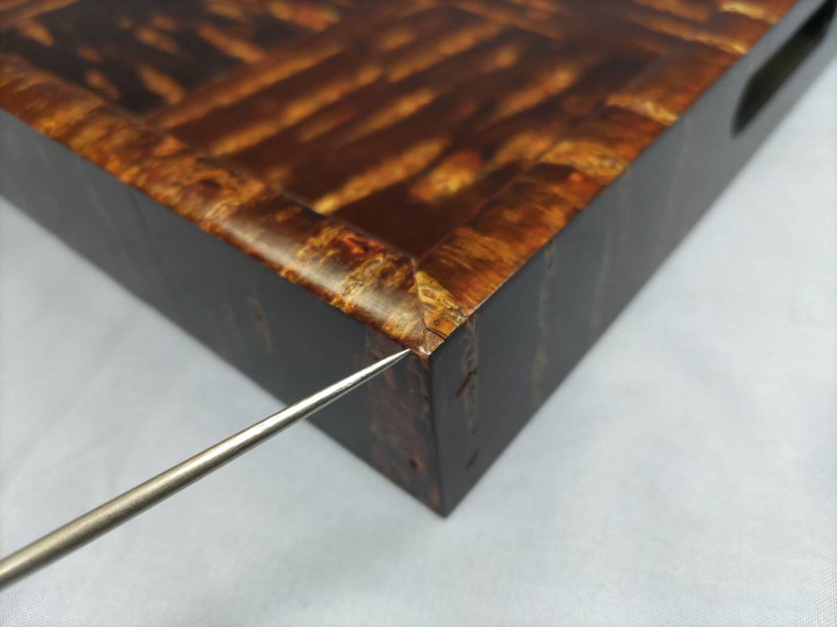〇秋田 角館 桜皮細工 樺細工 長手盆(無地皮・追貼) サービストレイ