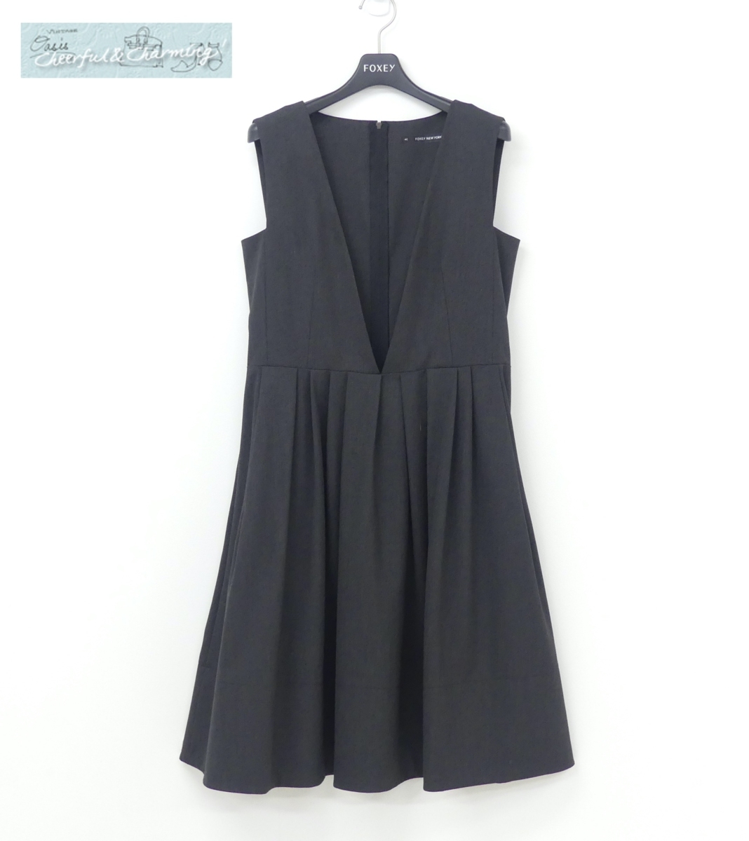 FOXEY NEWYORK ディープドレス ワンピース 40 ミックスグレー 