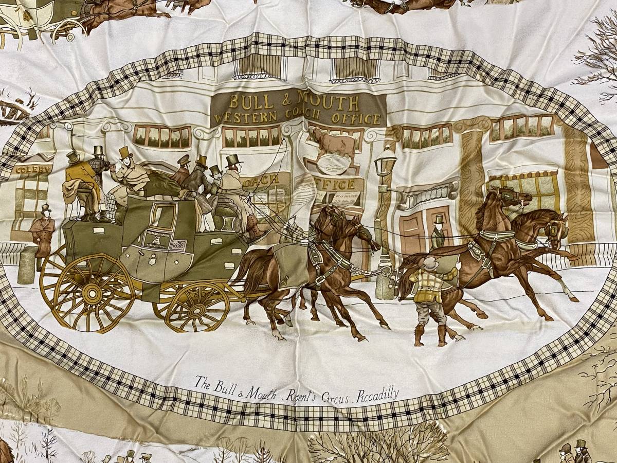 1円～)A1800 エルメス HERMES◇カレ90 シルク100% スカーフ 馬車柄