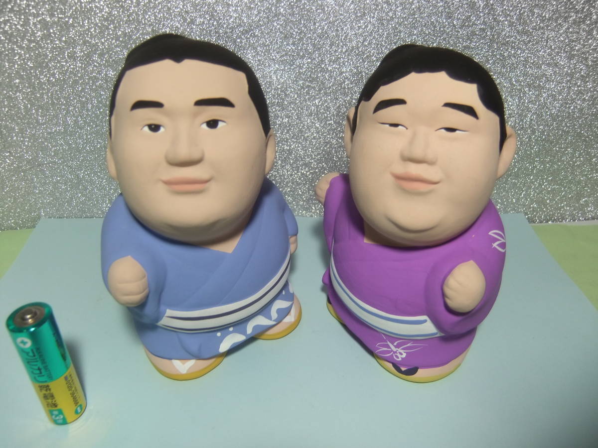 相撲 力士 陶器人形 2体セット 横綱 大関 関取 レトロ 木下大門