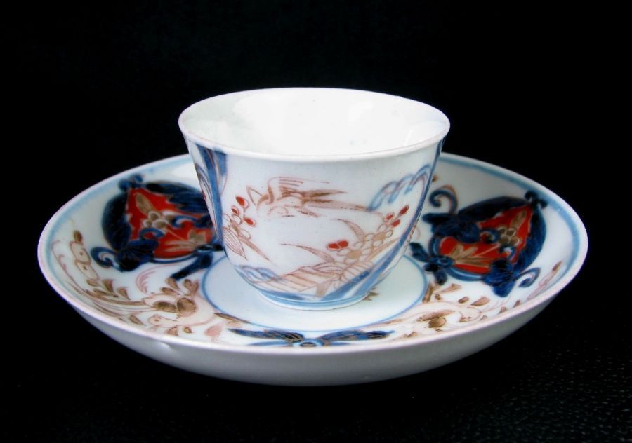 元禄伊万里 染錦 花鳥文 カップ & ソーサー 里帰り品 古伊万里 江戸