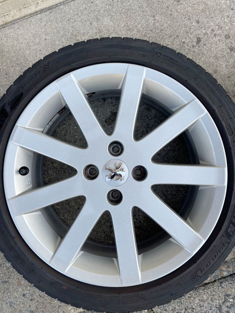 プジョー 207GTI純正17インチ 205/45R17 夏タイヤ付 4本 美品 17年製 