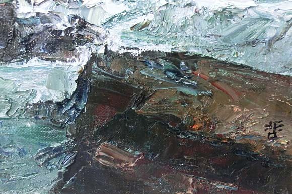 489948 油彩 江藤哲 作 仮題「海風景」（P8）画家・日展参与・大分県