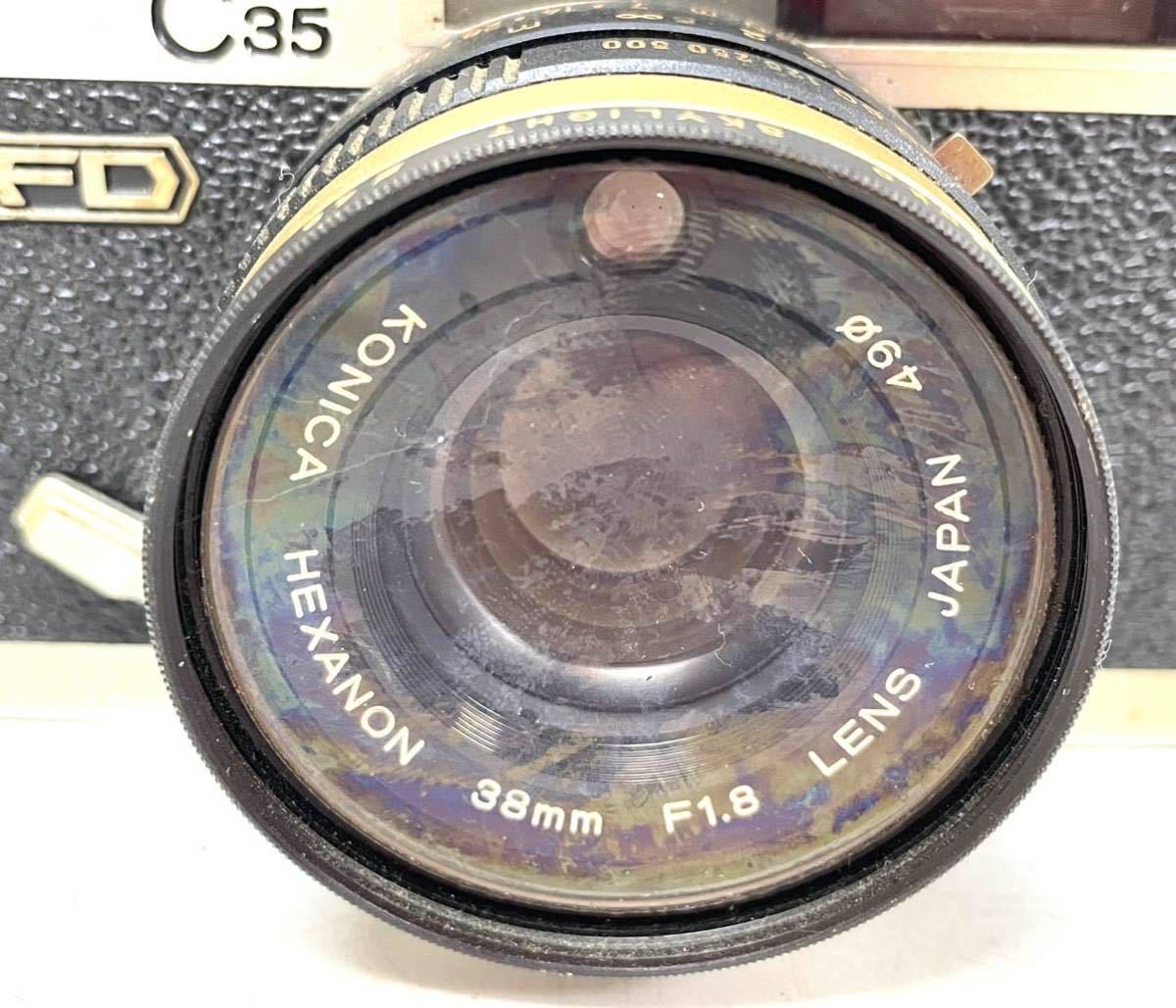 C35 KONICA HEXANON FD コニカ 38mm F1.8 Konica 返品保証 レンジ フィルムカメラ ブラック ⁄ コンパクトフィルムカメラ カメラ (60087