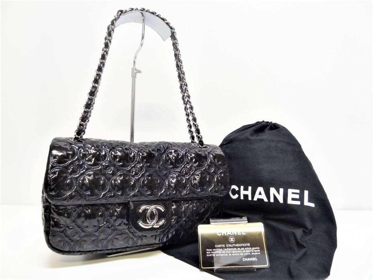 激レア CHANEL シャネル エナメル チェーンショルダー ココマーク P 