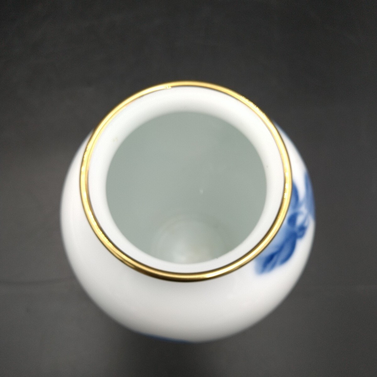 Okura China 大倉陶園 花瓶 金彩 ホワイト・ブルー・ゴールド Okura